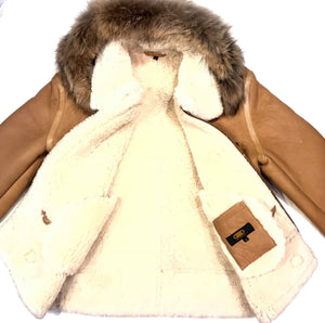 Kashani Peach Duffel Aviator Shearling Jacket - Dudes Boutique