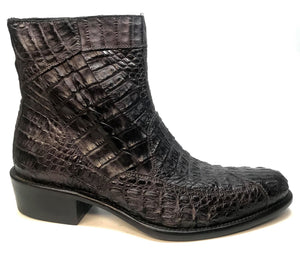 Calzoleria Toscana Black Full Hornback Alligator Ankle Boots - Dudes Boutique