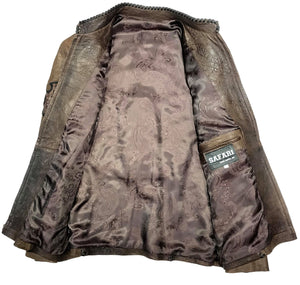 Kashani Brown Raw Laced Horn-Back Alligator Bomber Jacket - Dudes Boutique