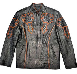 Kashani Black Laced Horn-Back Alligator Bomber Jacket - Dudes Boutique