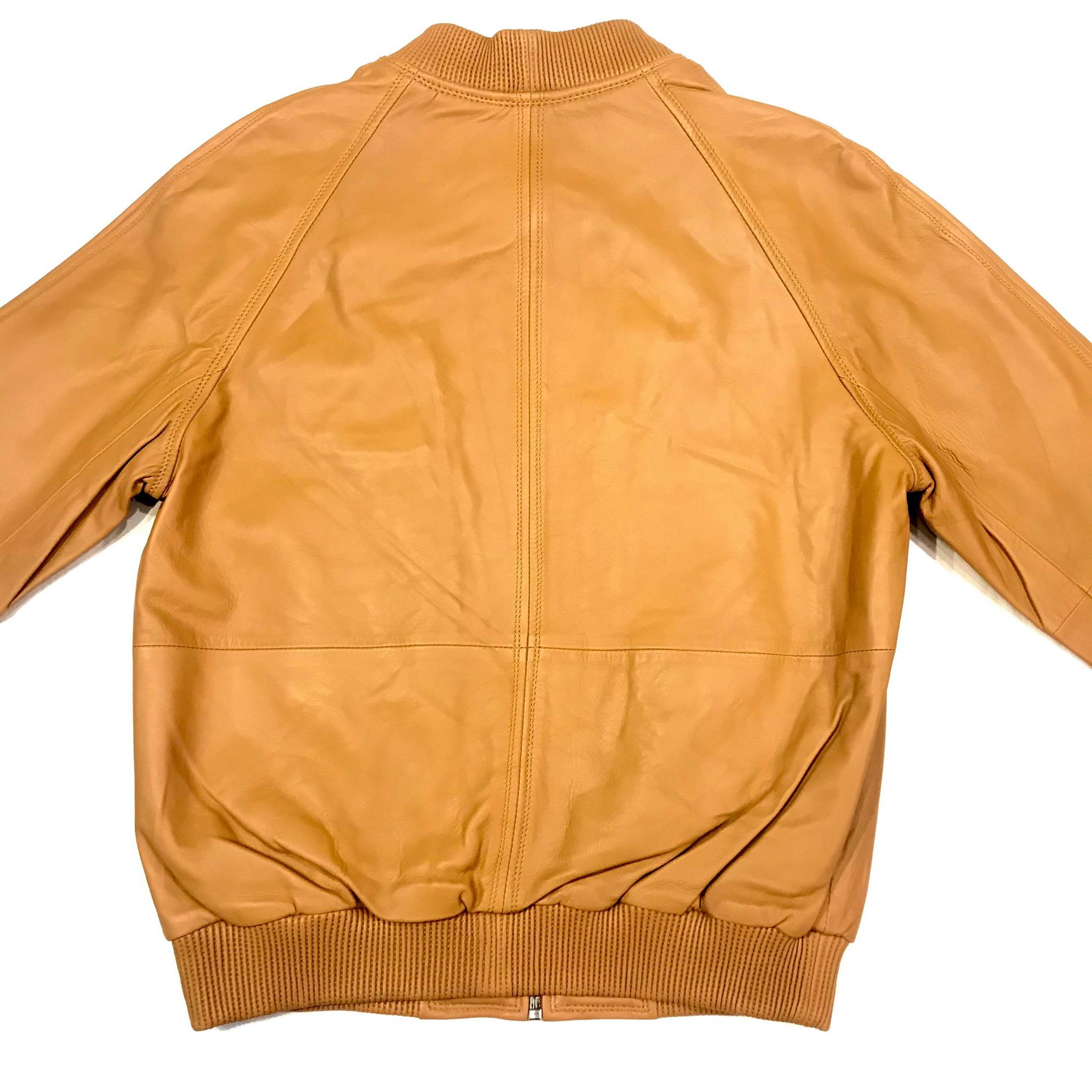 Kashani Beige Naked Lambskin Bomber Jacket - Dudes Boutique
