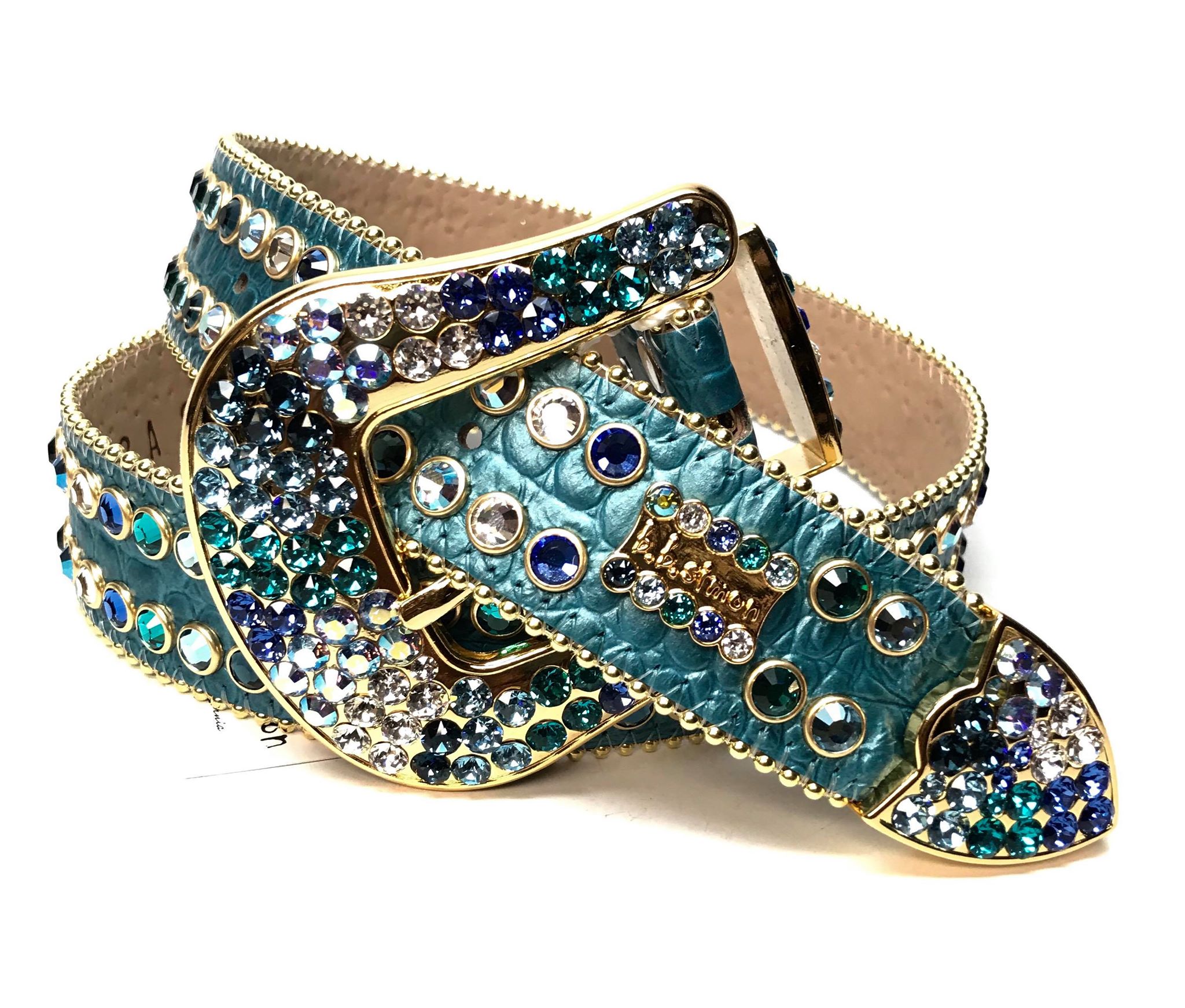 b.b. Simon Sea Gold Fully Loaded Crystal Belt - Dudes Boutique