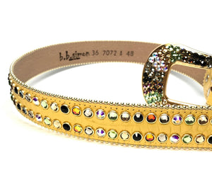 b.b. Simon Yellow Multicolor Fully Loaded Crystal Belt - Dudes Boutique