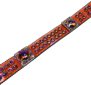 b.b. Simon Big Block Orange Iridescent Pony Hair Crystal Belt - Dudes Boutique