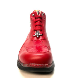 Mauri 8593 CANDY RED Crocodile Lambskin Hightop Sneakers - Dudes Boutique