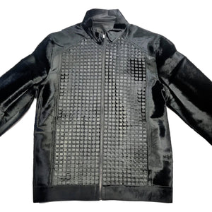 Aston Checkered Pony Hair Reversible Bomber Jacket - Dudes Boutique
