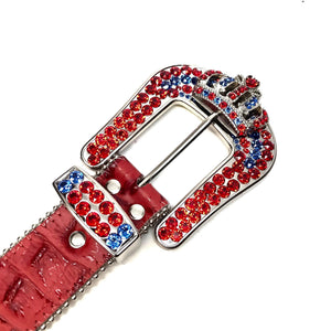 b.b. Simon "Red Blue Crown" Fully Loaded Crystal Belt - Dudes Boutique