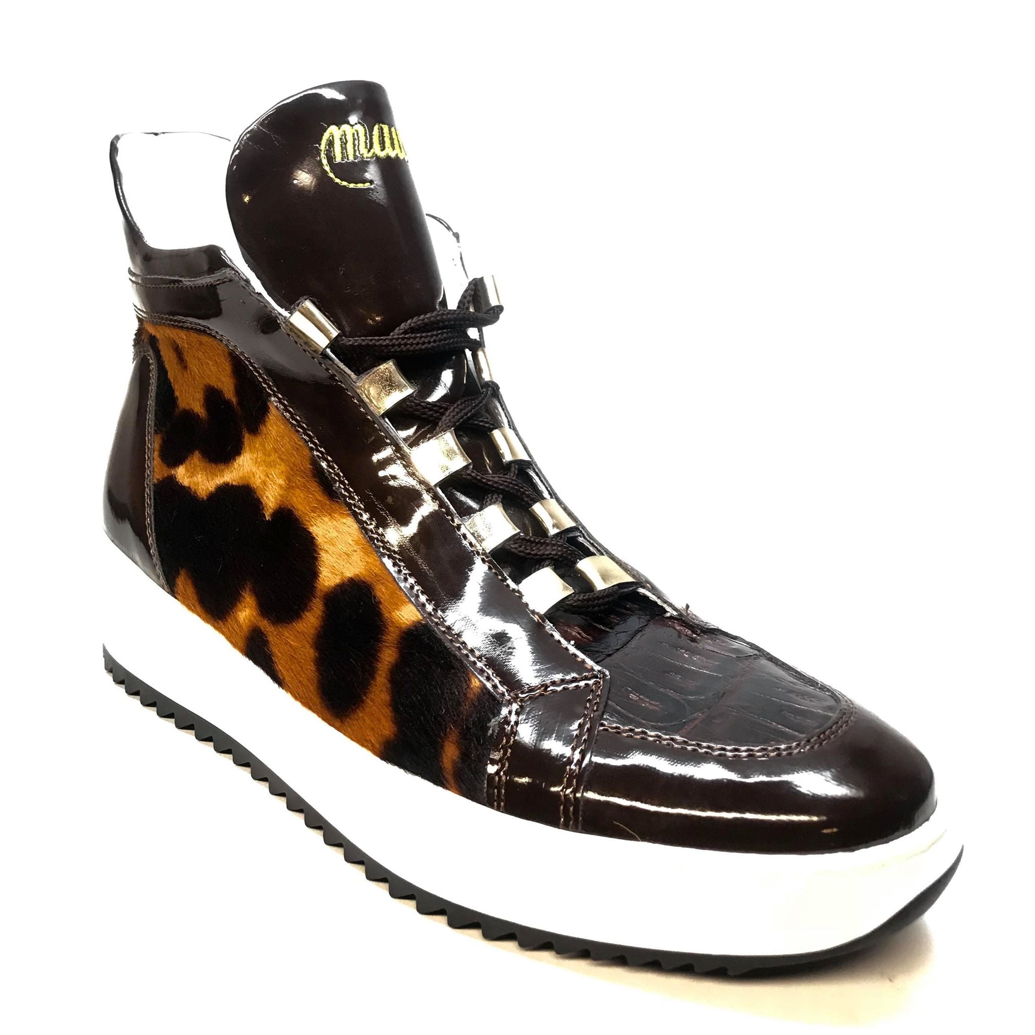 Mauri 6139 Pony Patent Crocodile Hightop Sneakers - Dudes Boutique