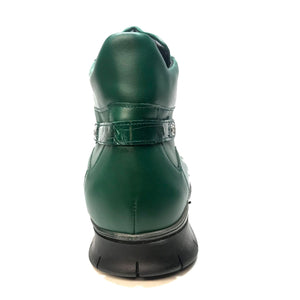 Mauri 8593 FOREST GREEN Crocodile Lambskin Hightop Sneakers - Dudes Boutique