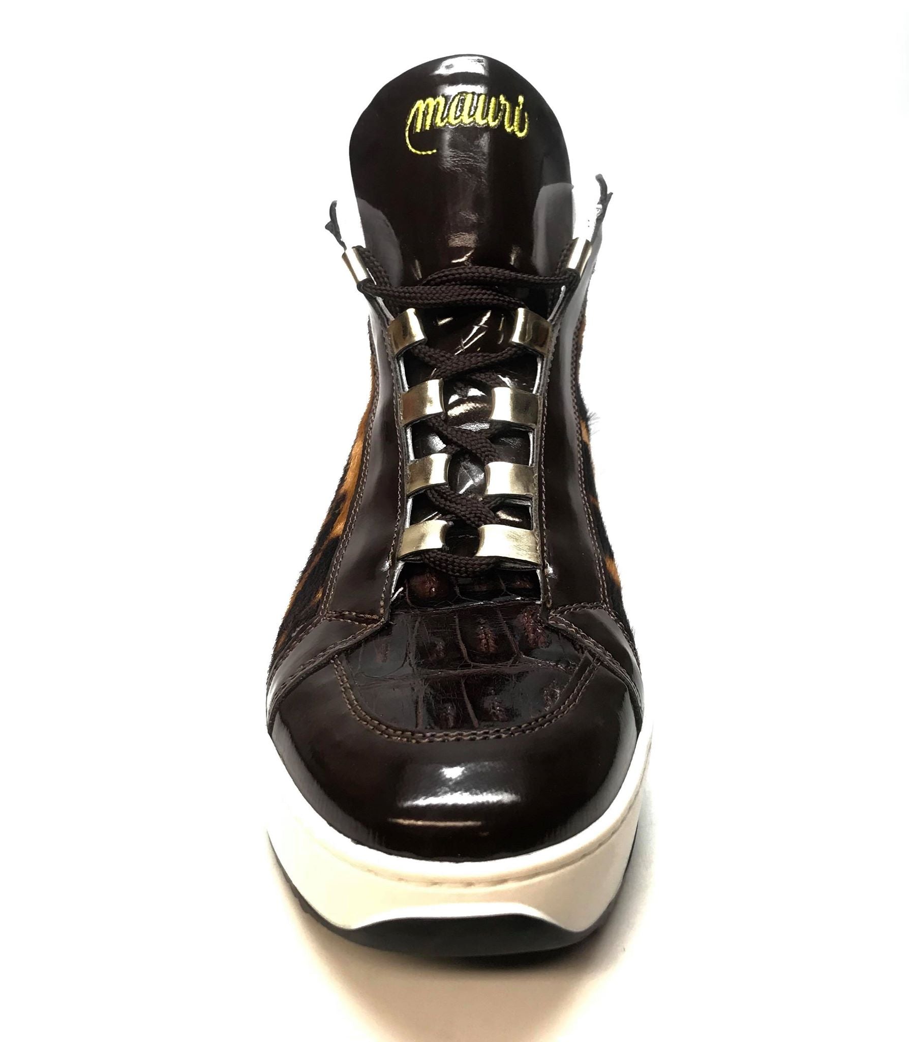 Mauri 6139 Pony Patent Crocodile Hightop Sneakers - Dudes Boutique