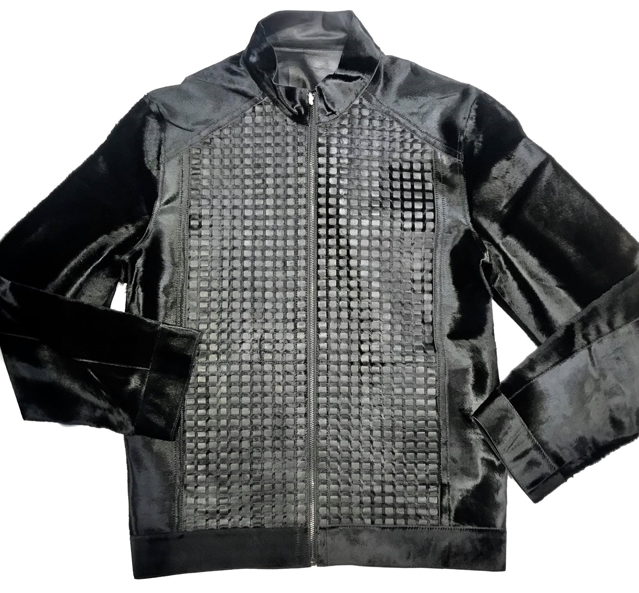 Aston Checkered Pony Hair Reversible Bomber Jacket - Dudes Boutique