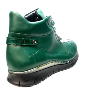 Mauri 8593 FOREST GREEN Crocodile Lambskin Hightop Sneakers - Dudes Boutique