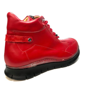 Mauri 8593 CANDY RED Crocodile Lambskin Hightop Sneakers - Dudes Boutique