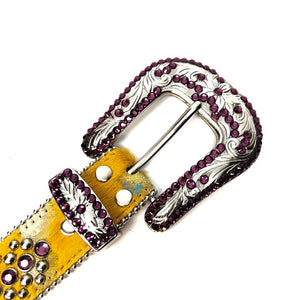 b.b. Simon 'Sunset Yellow' Pony Crystal Belt - Dudes Boutique