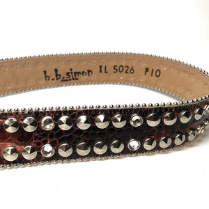 b.b. Simon 'Double Row Studded' Dark Brown Crystal Belt - Dudes Boutique