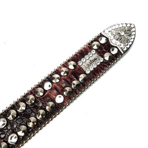 b.b. Simon 'Double Row Studded' Dark Brown Crystal Belt - Dudes Boutique