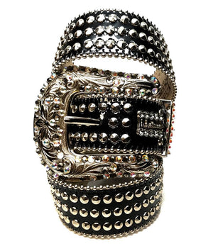 b.b. Simon 'Triple Studded' Patent Crystal Belt - Dudes Boutique