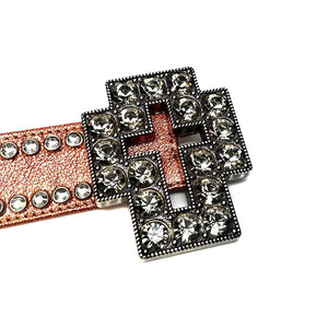 b.b. Simon 'Cross Orange Chrome' Double Row Crystal Belt - Dudes Boutique