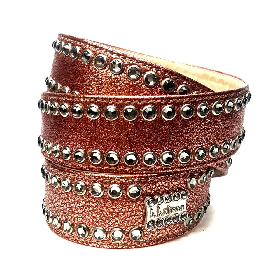 b.b. Simon 'Cross Orange Chrome' Double Row Crystal Belt - Dudes Boutique