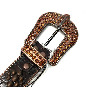 b.b. Simon Dark Brown Quad Studded Crystal Belt - Dudes Boutique