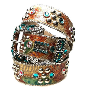 b.b. Simon Multicolor Quad Studded Crystal Belt - Dudes Boutique