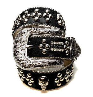 b.b. Simon 'Skull Studded' Pony Crystal Belt - Dudes Boutique