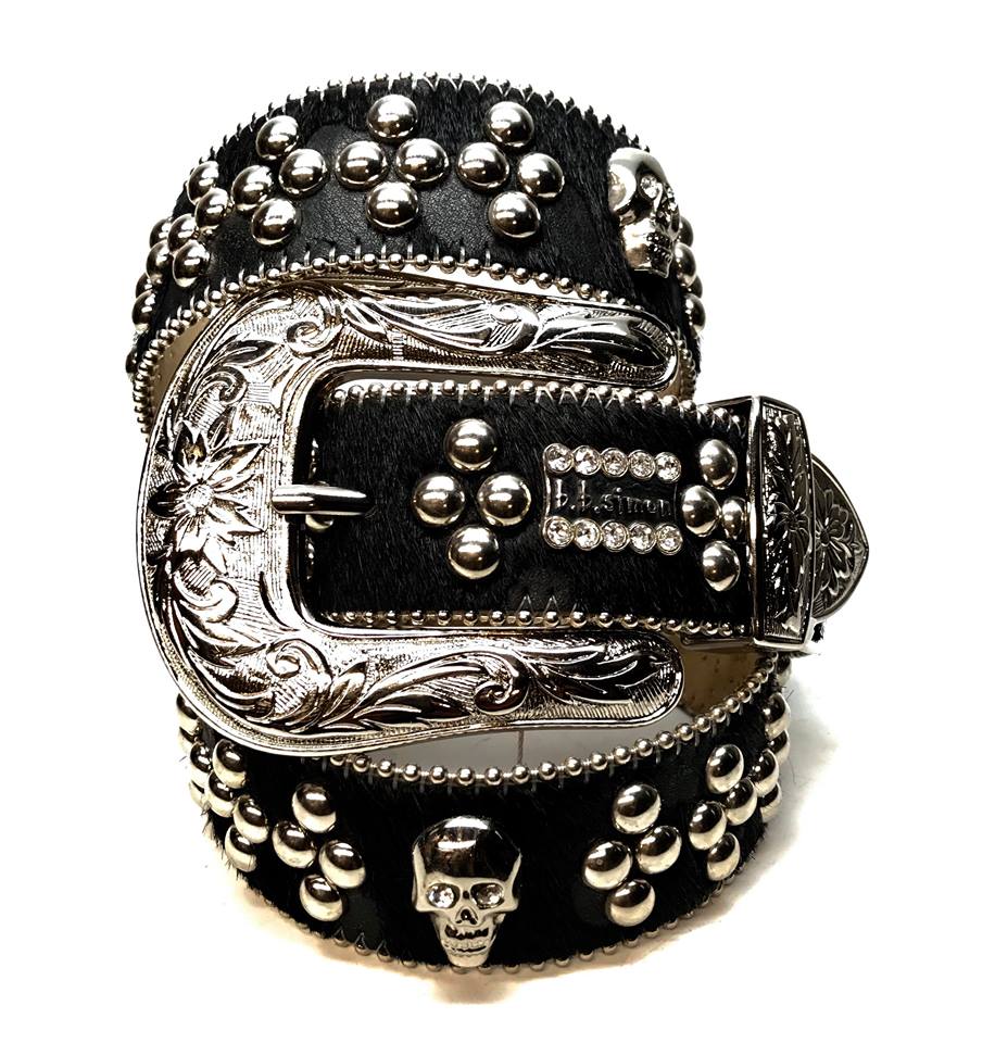 b.b. Simon 'Skull Studded' Pony Crystal Belt - Dudes Boutique