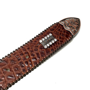 b.b. Simon 'Skull Chocolate Croco' Crystal Belt - Dudes Boutique
