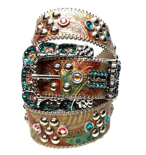 b.b. Simon Multicolor Quad Studded Crystal Belt - Dudes Boutique