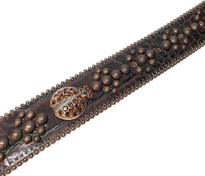b.b. Simon Dark Brown Quad Studded Crystal Belt - Dudes Boutique