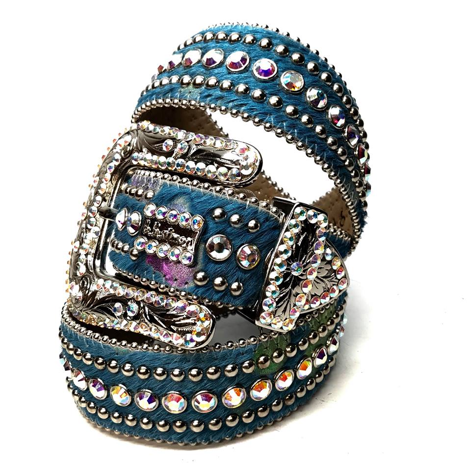 b.b. Simon 'Ocean Blue' Pony Crystal Belt - Dudes Boutique