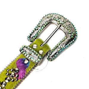 b.b. Simon 'Green Heart' Pony Crystal Belt - Dudes Boutique