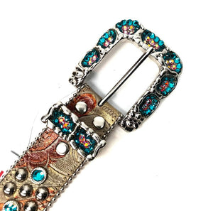 b.b. Simon Multicolor Quad Studded Crystal Belt - Dudes Boutique