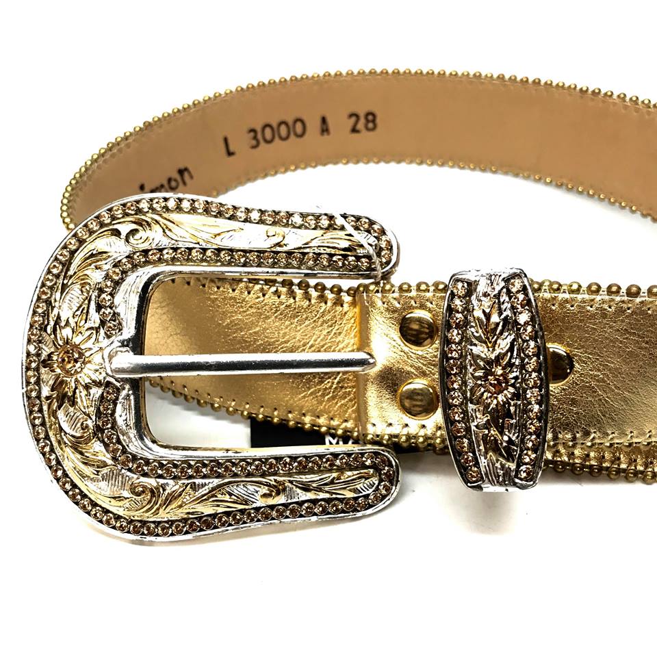 b.b. Simon 'Metallic Gold' Crystal Belt - Dudes Boutique
