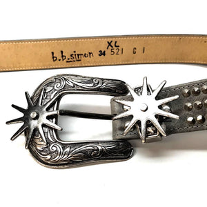 b.b. Simon 'Silver Triple Studded' Spinner Belt - Dudes Boutique