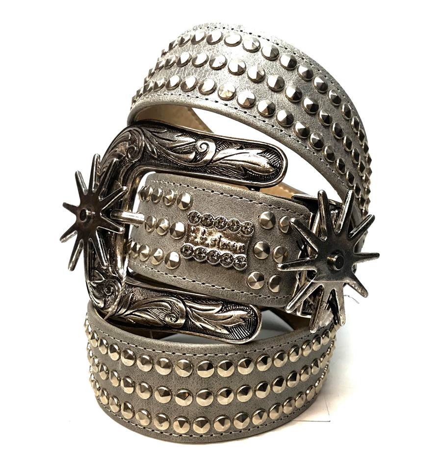 b.b. Simon 'Silver Triple Studded' Spinner Belt - Dudes Boutique