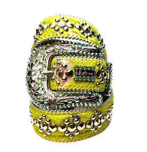 b.b. Simon 'Green Heart' Pony Crystal Belt - Dudes Boutique