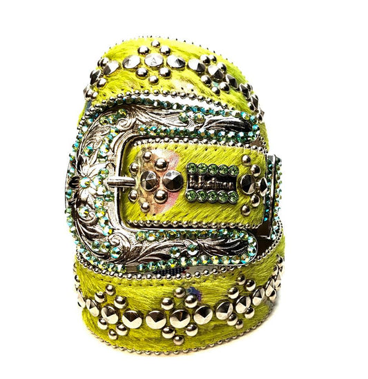 b.b. Simon 'Green Heart' Pony Crystal Belt - Dudes Boutique