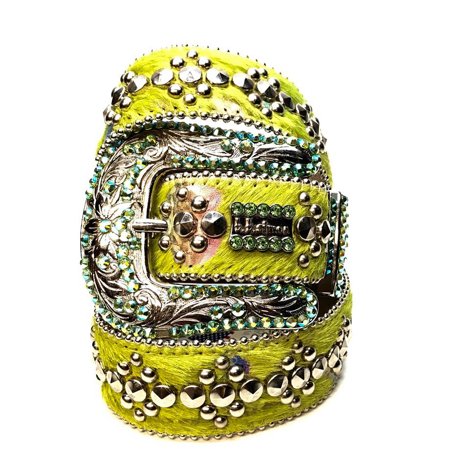 b.b. Simon 'Green Heart' Pony Crystal Belt - Dudes Boutique