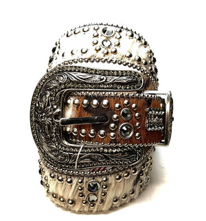 b.b. Simon 'Brown Butter Studded' Pony Crystal Belt - Dudes Boutique