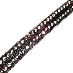 b.b. Simon 'Double Row Studded' Dark Brown Crystal Belt - Dudes Boutique