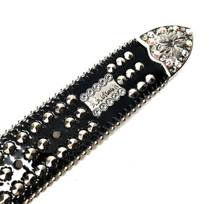 b.b. Simon 'Triple Studded' Patent Crystal Belt - Dudes Boutique