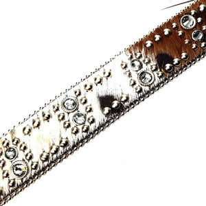 b.b. Simon 'Brown Butter Studded' Pony Crystal Belt - Dudes Boutique
