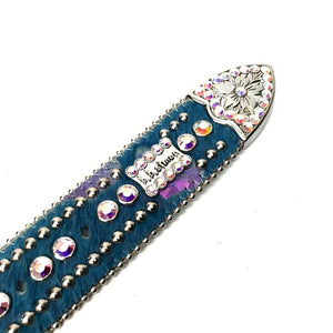b.b. Simon 'Ocean Blue' Pony Crystal Belt - Dudes Boutique
