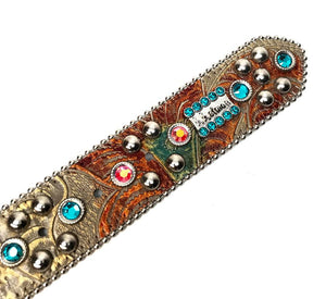 b.b. Simon Multicolor Quad Studded Crystal Belt - Dudes Boutique