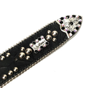 b.b. Simon 'Multicolor Lotus' Embossed Crystal Belt - Dudes Boutique