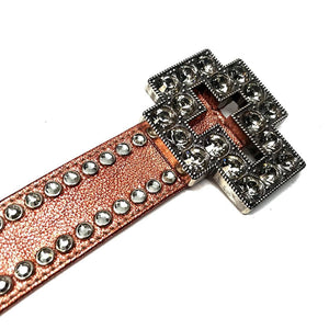 b.b. Simon 'Cross Orange Chrome' Double Row Crystal Belt - Dudes Boutique