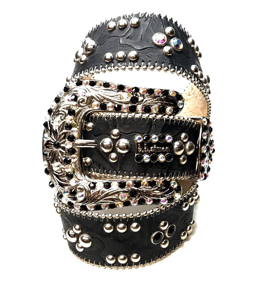 b.b. Simon 'Multicolor Lotus' Embossed Crystal Belt - Dudes Boutique
