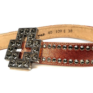 b.b. Simon 'Cross Orange Chrome' Double Row Crystal Belt - Dudes Boutique