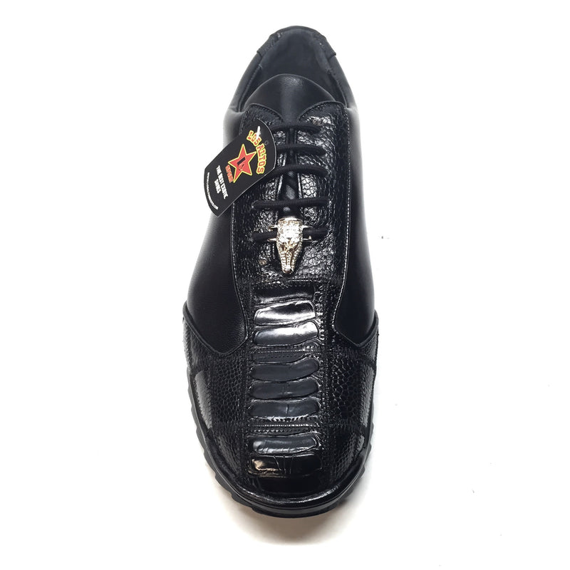 Los Altos Black Ostrich Leg Lace Up Sneakers - Dudes Boutique